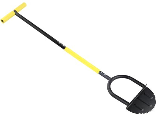 Sägezahn Rasenkantenstecher, Langstieliges Kantenmesser für Rasenkanten, Halbmond-Kantenschneider mit Höhenverstellung, Rasenwerkzeug für präzise Kantenpflege