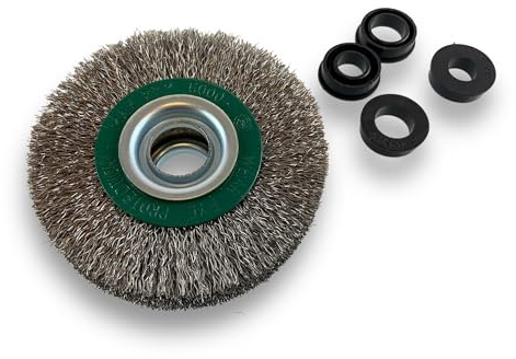 Lot de 6 brosses circulaires INOX | Ø 100 mm | Epaisseur 3 rangs | Fil dur 0.30 mm ondulé | Alésage 16 mm | Touret meuleuse affûteuse ponceuse | Brossage décapage polissage | Kibros 234103ITx6