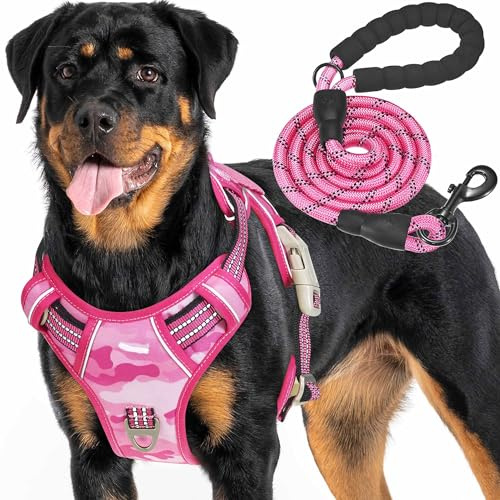 Haapaw Heavy Duty Taktisches Hundegeschirr für große Hunde, kein Zug Verstellbares Haustiergeschirr Reflektierendes Service Training Einfache Steuerung Haustierweste Military Arbeitshundegeschirre