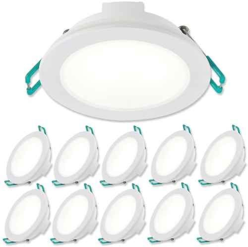 SYLVANIA LED Einbaustrahler 230V | 10er Pack | Neutralweiß | LED Spots Ø 68 mm | 100° Abstrahlwinkel | Deckenspots für Wohnzimmer, Badezimmer, Küche