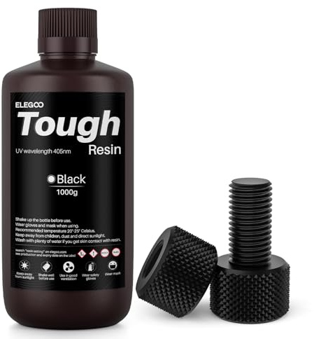 ELEGOO Tough Resin, 3D Drucker Resin Schwarz 1000g | Hoher Schlagzähigkeit, hoher Zähigkeit, 3D Resin für MSLA 3D Drucker