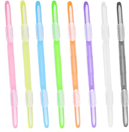 LELE LIFE 80-pack spetspappersfästen, 8 färger återanvändbara robusta fästelement 3 cm kapacitet för lösa bladpapper, rapport, diagram, dokument, 8 cm bas