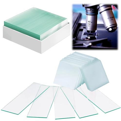 50 Stück Mikroskop Objektträger und 100 Stück Mikroskop-Deckgläser, Objektträger und Deckgläser, Deckgläschen und Objektträger, für Labor Biologie Wissenschaft Studium