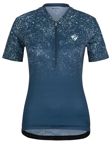 Ziener NALADIA - Maglia da Ciclismo da Donna, per Mountain Bike, Traspirante, ad Asciugatura Rapida, Elastica, a Maniche Corte, Blu Navy, 44