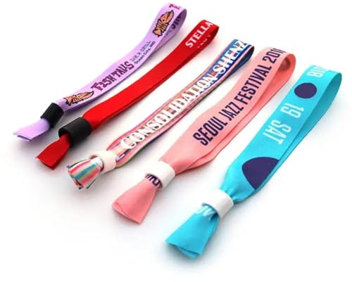 WEIYOUDP Personalisierte Stoff-Armbänder für Veranstaltungen, personalisiertes Logo/Text/Sign-Tuch, Eintritts-Identifikations-Armband für Hochzeit, Party, Bewusstsein, Club, Veranstaltungen, 100pcs,