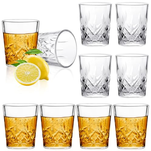 AOOTE Snapsglas sats, 8 stycken whiskysnapsglas 55 ml, diskmaskinssäker, tjock botten, glasburkar för fest, festival, likörer, tequila ouzo vodka