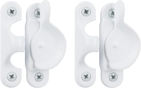 HASWARE Serratura di telaio finestra in metallo – Progettata per essere impermeabile e resistente alla ruggine, ideale per cottage, appartamenti e case in affitto (2 Pack - Bianco)