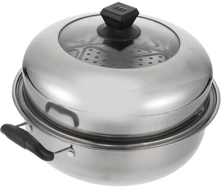 Garneck 1set Pentola Vapore Acciaio Inossidabile Doppio Scomparto Alta Temperatura Coperchio Adatta Per Induzione e Cucina Domestica
