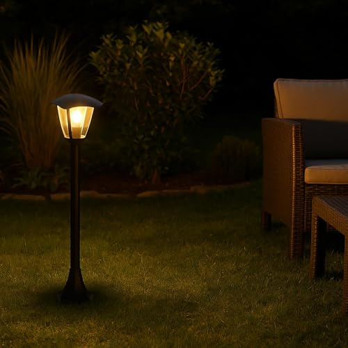 Planetitaly Lampioni da Giardino Esterno LED 8W E27, Impermeabile, Illuminazione per Giardino, Lampada da Esterno da Terra Altezza Massima 86cm Regolabile, Lampadina 2700K Inclusa (Grigio Antracite)