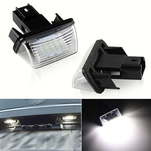 joonnair 2 x LED Kennzeichenbeleuchtung für Peugeot 206/207/306/607/406/407/C3/C4/C5/C6/Berlingo Saxo, Nummernschildbeleuchtung 6500K 12V, 18SMD CanBus Fehlerfrei, Weißes Licht