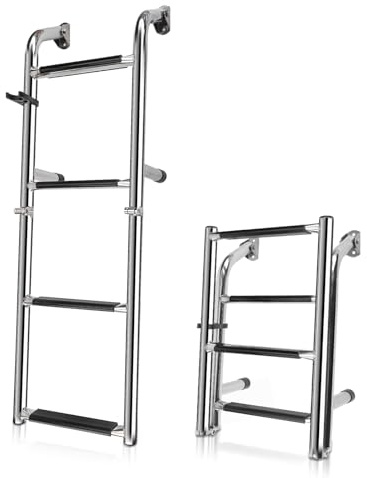KAOLALI Scaletta da barca, pieghevole, con 4 gradini antiscivolo, in acciaio inox, per piscina