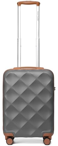 British Traveller Handgepäckkoffer 54x36.5x21.5 cm Leichter Reisekoffer aus ABS+PC mit TSA-Schloss, 4 Rollen Koffer Trolley