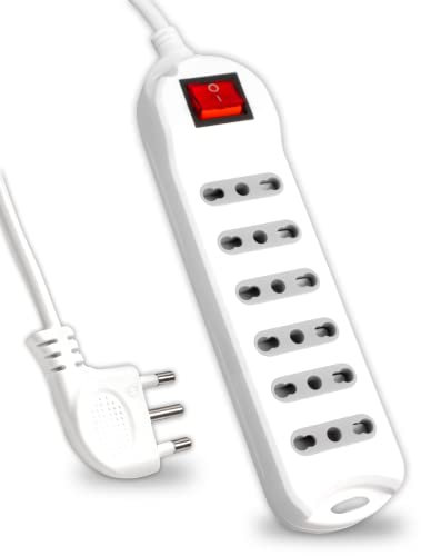 V-TAC Multipresa Elettrica 6 Posti con Interruttore e Cavo da 1,5 Metri - 6 Prese 10/16A Bipasso 2P+T - Con Spina 16A - Presa Elettrica per Casa, Ufficio, Negozio - Ciabatta - Colore Bianco