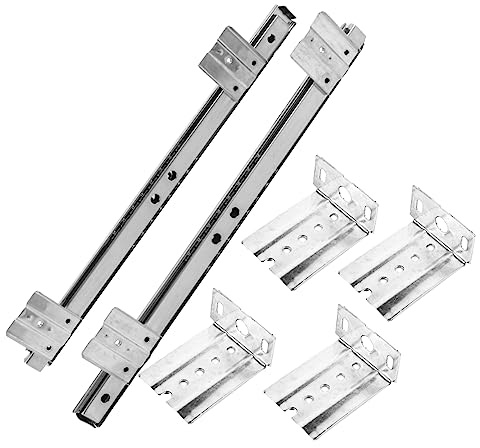 HAMPPLIES Keyboard Drawer Slides Rail 27mm Wide White Steel Track Pair for Office Computer Desk Under Desk Keyboard Tray Slide