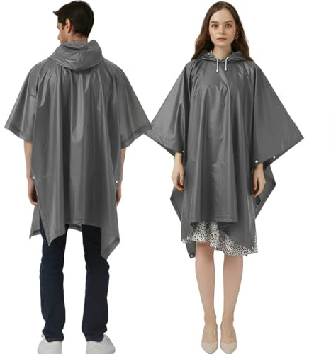 UPSEN Rain Ponchos for Adults, 2 Pcs Reusable Raincoats Coats Jackets Emergency for Women Men with Hood