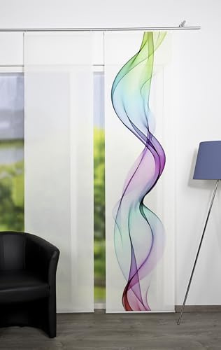 Vision S halbtransparenter Schiebevorhang Edmonton, in Bambus-Optik, digitalbedruckt, Seiten lasergeschnitten, Farbe: Multicolor, Größe: 245 x 60 cm, Anzahl:1x