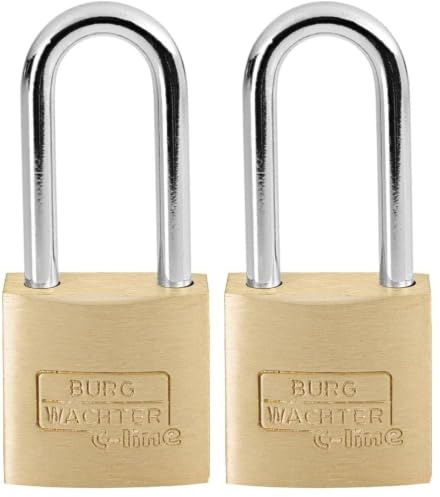 Burg-Wächter Vorhängeschloss, 3,5 mm Bügelstärke, Hoher Bügel, 2 Schlüssel, C-Line 222 HB 20 26 SB (Packung mit 2)