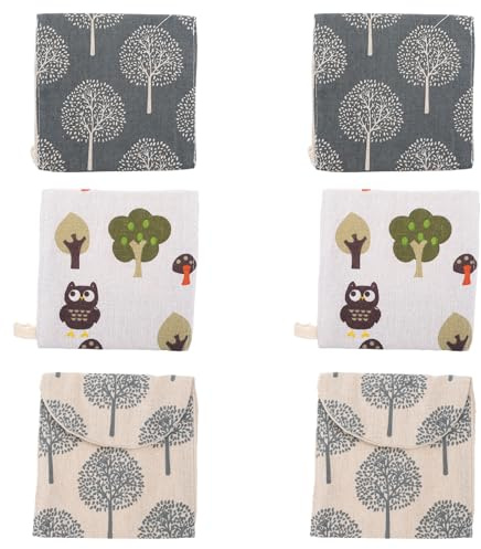 KOMBIUDA Sanitary Napkin Case and Nursing Pad Holder 6pcs Set Portable Storage Bags with Zipper Large Capacity Coin Purse for Outdoor Travel and Menstruation Period Use Assorted Style