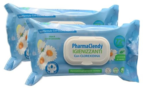 Salviette Corpo Igienizzante con Clorexidina, Detersione Efficace e Veloce Senza l'uso Dell'Acqua, Con Essenza di Menta, Confezione da 72 Salviette (Salviette Igienizzante (2 Unità))