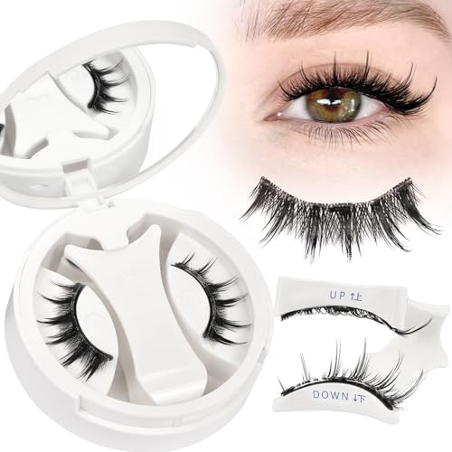 Veleasha Magnetische Wimpern 1 Paar wiederverwendbare Magnetwimpern mit Applikator Manga Wimpern natürliches Aussehen kein Kleber benötigt Wimpern Set luftige Anime Kunstwimpern mit Magneten (M03)