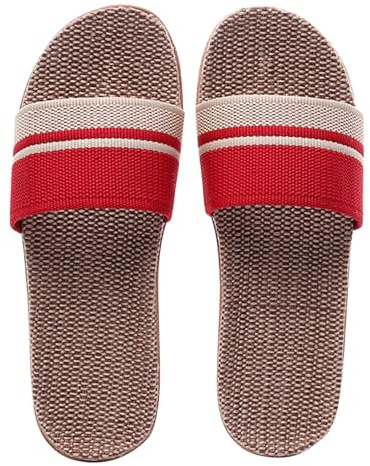 Genérico zapatillas estar por casa hombre verano ideales para primavera, verano e invierno. Ideales para interiores. Suelos de, tela de lino y algodón, y pantuflas para hombre. (Red, 36)