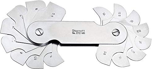 Starrett 272MB Millimetre Reading Fillet Or Radius Gauge, 5.5 - 13 mm Range, 0.5 mm Increment, 16 Leaves