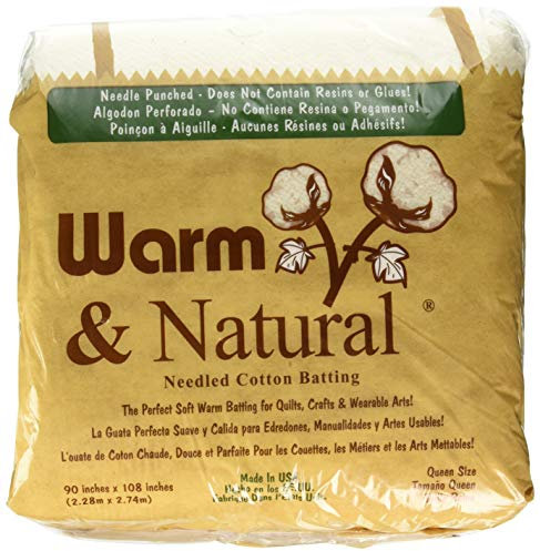 The Warm Company - Warm & Natural Cotton Quilt Batting – Queen Size 90 x 108 – Premium Quilt & Craft Batting for Sewing & Quilting Projects