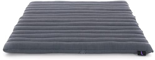 Leewadee colchoneta de meditación Zabuton – Cojín de suelo cuadrado, asiento tailandés de yoga hecho de kapok, 70 x 70 cm, Antracita