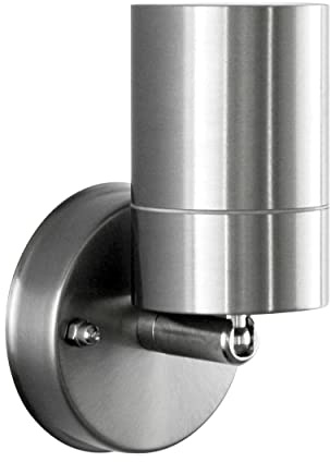 max K O M F O R T Edelstahl Aussenleuchte schwenkbar mit GU10 Fassung IP44 Aussenlampe Wandleuchte Beweglich Wandstrahler 109B