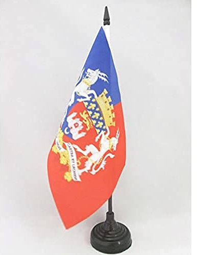 AZ FLAG Drapeau de Table Bordeaux avec armes 21x14 cm Socle Plastique | Usage intérieur Drapeau de bureau français finition cousue et bords renforcés avec mât en plastique et socle en plastique