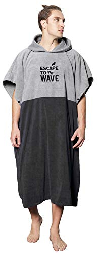 Vulken Bademantel mit Kapuze, Surf Poncho für Umziehen Öffentlichkeit Herren L XL Groß Dick