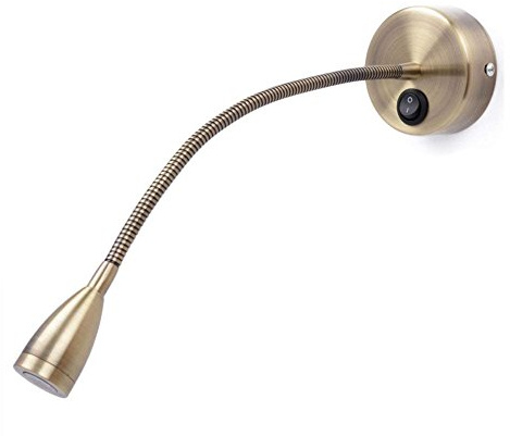 Meanyee Flexible Wandleseleuchten/Nachttischlampe mit Schalter, 1 * 3 Watt LED, Bronze