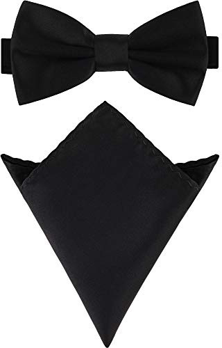 Ladeheid Herren Schmale Fliege & Einstecktuch Set M/P (12cm x 6cm, 22cm x 22cm)