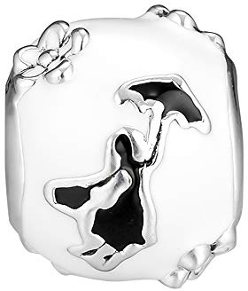 PANDOCCI 2018 Hiver Mary Poppins Blanc et Noir émail Perle Argent 925 Bricolage Convient pour Bracelets d'origine Pandora Charme Bijoux de Mode
