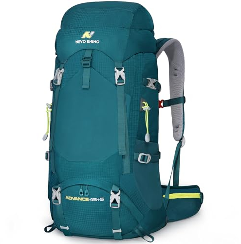 N NEVO RHINO Internal Frame Hiking Backpack 50/60/65/70/80L, Mountain Climbing Camping Backpack Daypack Waterproof Rain Cover