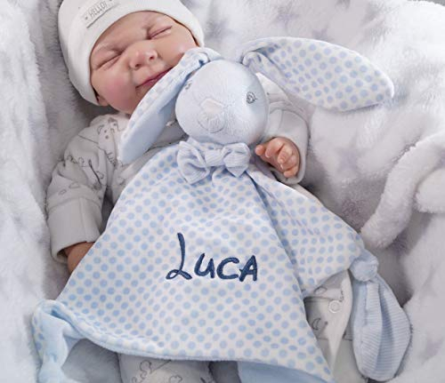 generisch Schmusetuch Bestickt mit Namen Schnuffeltuch Kuscheltuch Tolle Geschenkidee ! (Blau - Hase 3)