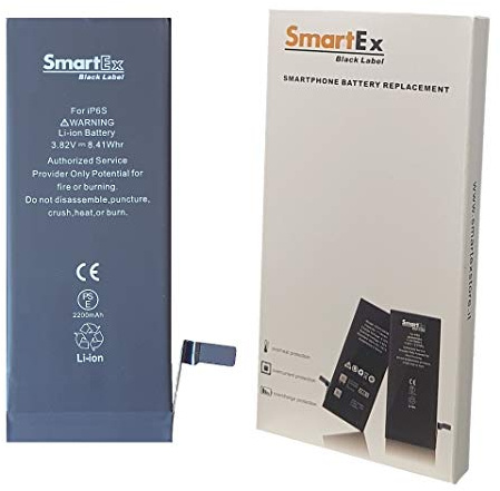 Smartex® Black Label Akku Batterie mit höher Kapazität kompatibel mit iPhone 6S - 2200 mAh | 2 Jahre Garantie