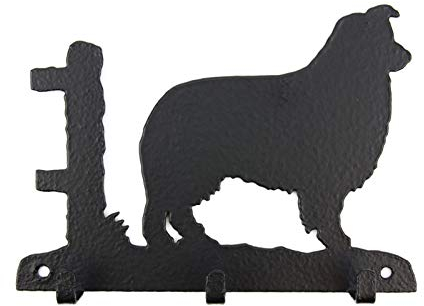 Tierisch-tolle Geschenke Border Collie Leinengarderobe - Schlüsselbrett - Garderobe mit Hundemotiv