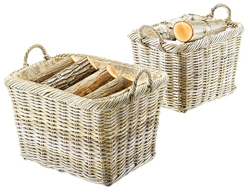Kobolo Aufbewahrungskorb 2er Set aus Rattan Grau