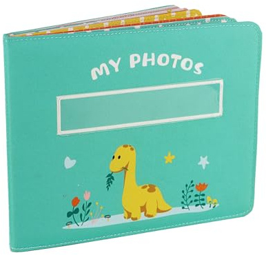 Baby's My First Photo Album of Dinosaur Theme, Soft Cloth Photo Album with Color Pages for 10 Pictures 4x6 inch