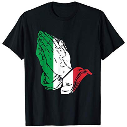 bandiera italiana mani in preghiera Maglietta