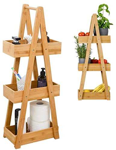 DuneDesign 100% Bambou Etagère de Bain avec 3 Paniers en Bois - 30x18x80 Cuisine et Salle de Bain