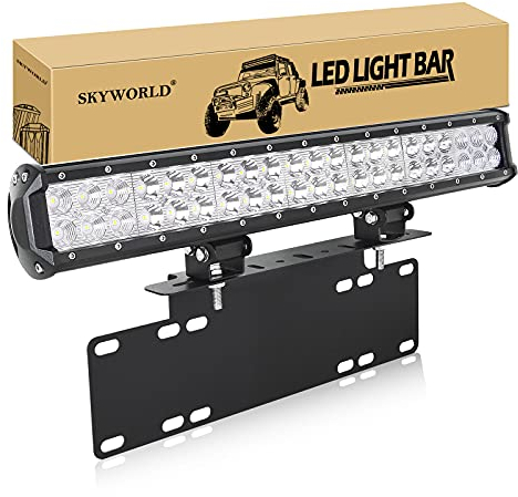 SKYWORLD LED Zusatzscheinwerfer, 50,8 cm 20 Zoll 126W LED Arbeitsscheinwerfer Bar Combo Reflektor Offroad Scheinwerfer Arbeitslicht mit Kennzeichenhalterung für UTV ATV SUV LKW Traktor