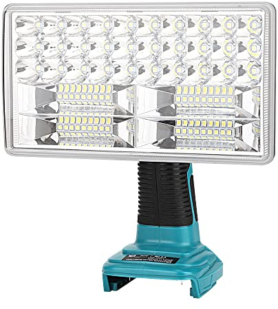 Hipoke Luz de trabajo LED inalámbrica portátil para exteriores de amplio y largo alcance con puerto USB, linterna 30 W 3300 lm compatible con MaKita 14,4V-20V batería de litio BL1860 BL1850 BL1840