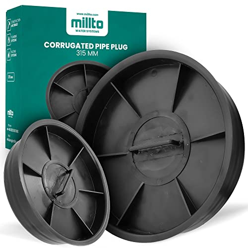Millto™ Unterer Schachtdeckel Wellrohr Haltbarer Deckel Kanalisation Entwässerungssystem Rund 315 mm Solid Cap Kl. A15 Polypropylen