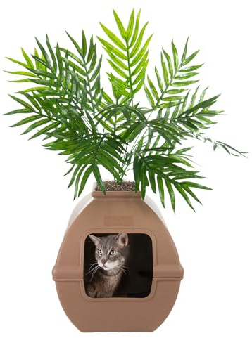 Good Pet Stuff, The Courtyard - Lettiera nascosta, per piante artificiali e lettiera quadrata chiusa, ventilata e filtro antiodore, facile da pulire, marrone moka