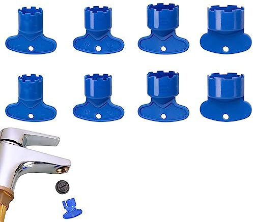 LYITZW 8 Pièces Outils de Clé Aérateurs de Robinet Cache Clés Cache-clé Aérateur Mousseur de Robinet Aérateur Économiseurs d'Eau pour Evier de Cuisine Lavabo de Salle de Bain, M16.5 /M18.5/M21.5/M24