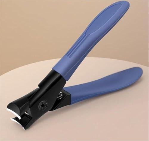 Spritzsicherer Zehennagelknipser mit Auffangbehälter für dicke, harte Nägel, Fingernagel-Crimper für harte Nägel, breite Backenöffnung, Fingernagelknipser (blau)