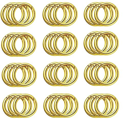 Wanfoou 40 stück Karabiner Rund 28mm, Runde Karabinerhaken Metall Kleine Karabinerhaken O-Ring Karabiner Gold Federspaltringe für Schlüssel, Taschen,Handtasche und DIY Handwerk (Goldene)