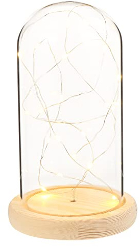 Housoutil Luz De Noche De Flor De Plata De Árbol De Fuego Luces De Hadas De Cúpula Luz De Hadas Llevada Campana De Cúpula De Exhibición De Vidrio Luz De Noche Led Reloj El Plastico Hazme